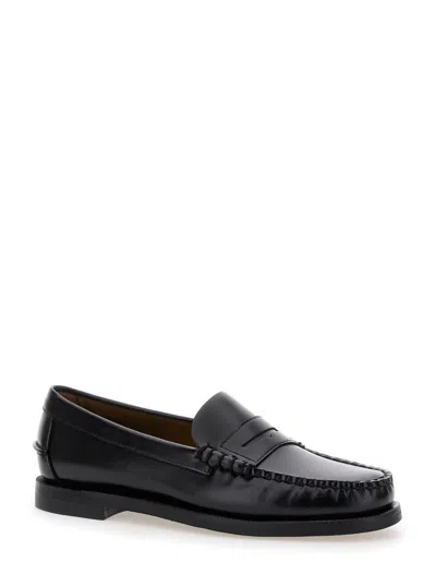 Sebago Black Pull-on Loafers In Leather Woman