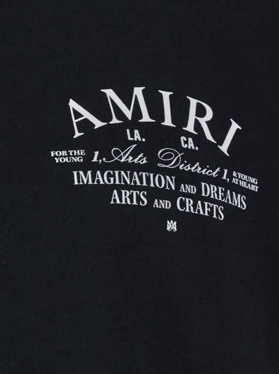 Amiri Black Crewneck T-shirt With  Arts District Logo Print In Cotton Man In Black