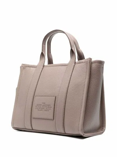 Marc Jacobs 'the Tote Bag Medium' Grey Shoulder Bag With Logo In Grainy Leather Woman