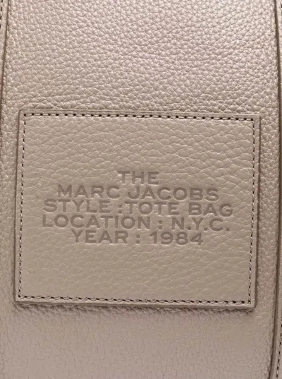 Marc Jacobs 'the Tote Bag Medium' Grey Shoulder Bag With Logo In Grainy Leather Woman