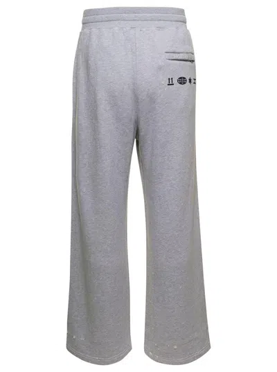 Dolce & Gabbana Grey Jogger Pants With Drawstring And Logo Print In Cotton Man
