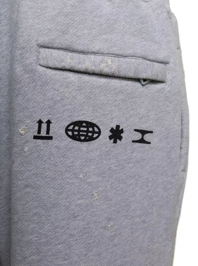 Dolce & Gabbana Grey Jogger Pants With Drawstring And Logo Print In Cotton Man