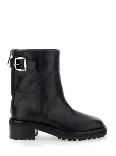 Jimmy Choo 'brooklyn' Black Ankle Boots With Buckle In Smooth Leather Woman