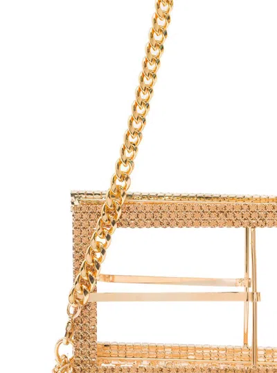 Silvia Gnecchi 'downtown Bag' Gold-colored Shoulder Bag With Maxi Buckle In Metal Mesh Woman