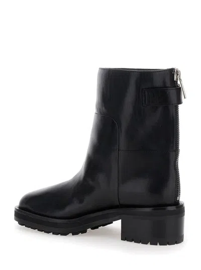 Jimmy Choo 'brooklyn' Black Ankle Boots With Buckle In Smooth Leather Woman