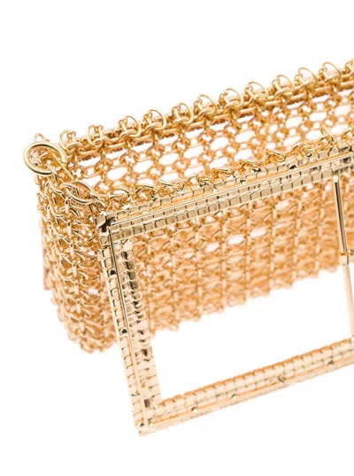 Silvia Gnecchi 'downtown Bag' Gold-colored Shoulder Bag With Maxi Buckle In Metal Mesh Woman