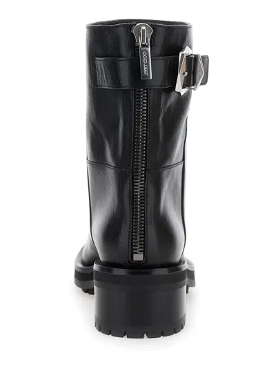 Jimmy Choo 'brooklyn' Black Ankle Boots With Buckle In Smooth Leather Woman