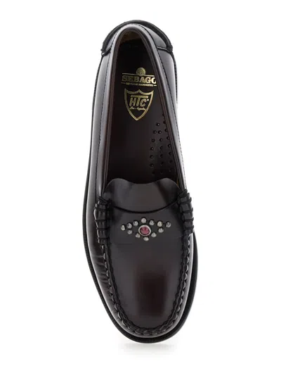 Sebago 'dan' Bordeaux Loafers With Stud Embellishment On The Front In Patent Leather Woman