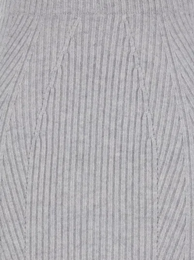 Twinset Midi Grey Skirt With Logo Patch In Knit Woman