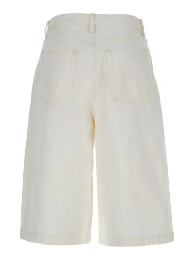 Frame 'the Boy Short' White Shorts With Belt Loops In Denim Woman In Gray