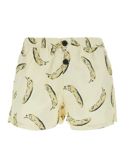 Jacquemus Le Maillot Puntini Yellow Swimsuit With Elastic Waist And All-over Print In Tech Fabric Man