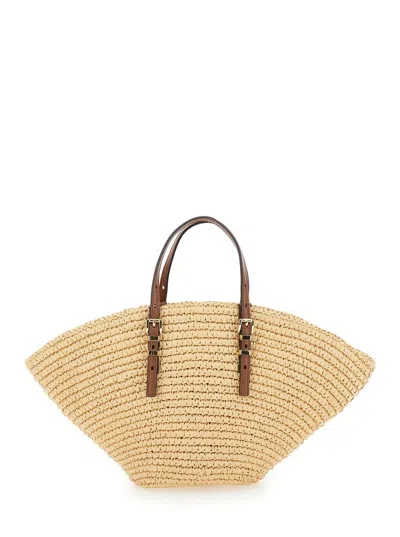 Michael Kors 'isa Small' Beige Shopper With Woven Design And Two Adjustable Handles In Tech Fabric Woman