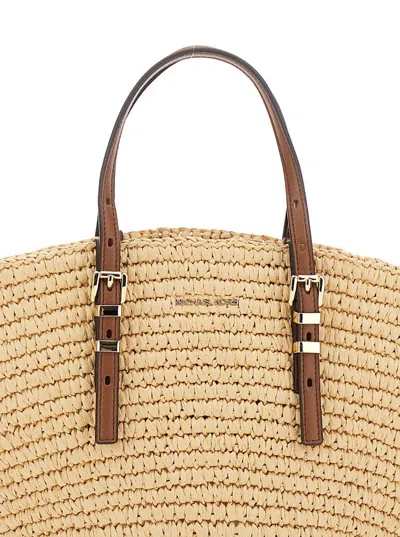 Michael Kors 'isa Small' Beige Shopper With Woven Design And Two Adjustable Handles In Tech Fabric Woman