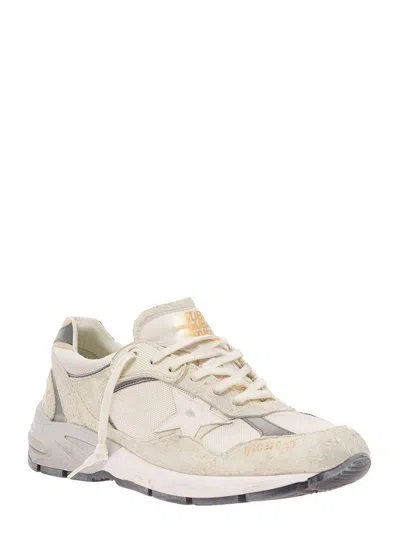 Golden Goose White Low-top Sneakers With Suede Inserts And Side Star In Leather Man