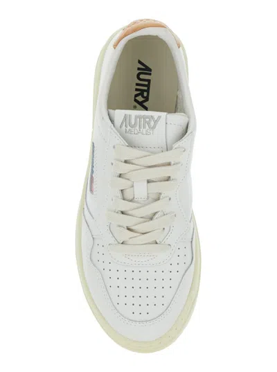 Autry 'medalist' White Low Top Sneakers With Logo Patch On Tongue And Side In Leather Woman