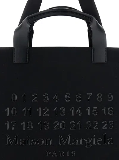 Maison Margiela Black Tote Bag With Logo Applied On The Front In Cotton And Fabric Blend Woman