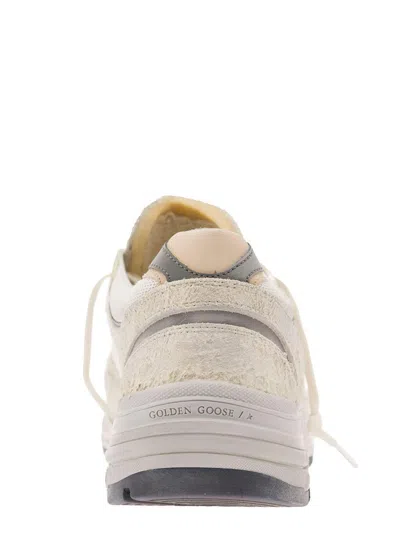 Golden Goose White Low-top Sneakers With Suede Inserts And Side Star In Leather Man