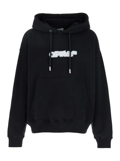 Off-white Off White Black Drawstring Hooded Sweatshirt In Black