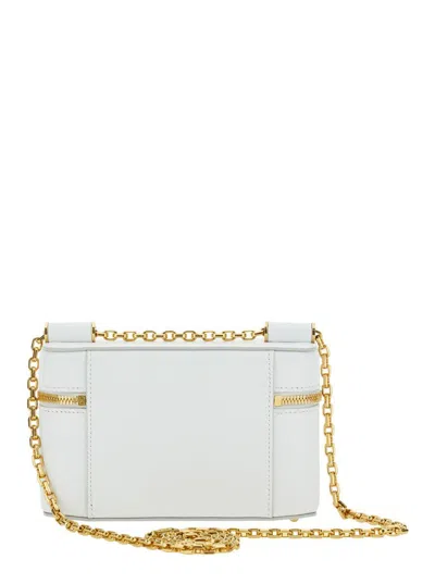 Dolce & Gabbana 'sicily Cube' White Shoulder Bag With Logo Plaque On The Front And Double Zip In Leather Woman