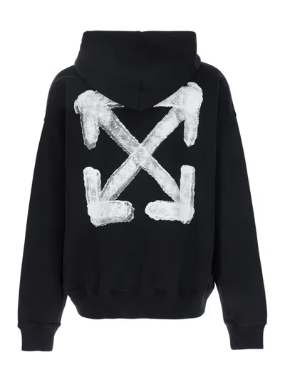 Off-white Off White Black Drawstring Hooded Sweatshirt In Black