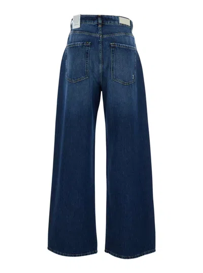 Icon Denim 'poppy' Blue Jeans With Medium Rise And Logo Patch On The Rear In Denim Woman