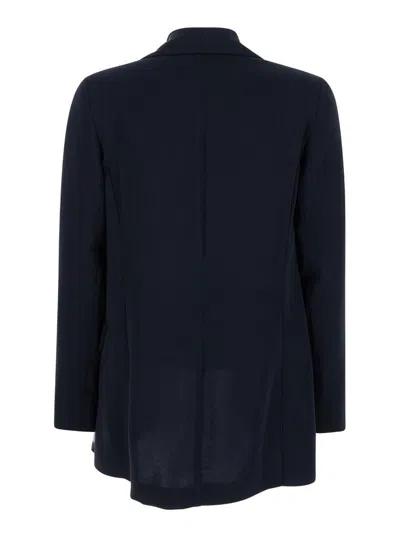 Plain Blue Open Jacket In Technical Fabric Woman In Black