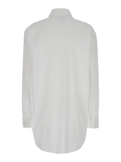 Plain Oversized White Shirt In Cotton Woman