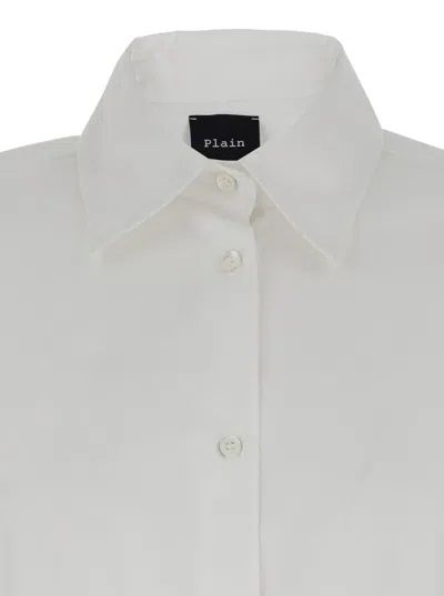Plain Oversized White Shirt In Cotton Woman