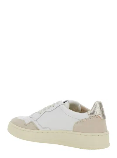 Autry 'medalist' White Low Top Sneakers With Logo Patch On Tongue And Side In Leather Blend Woman
