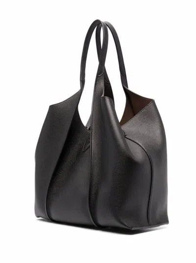 Tod's Black Tote Bag With T Timeless Charm In Leather Woman