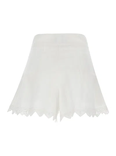 Scarlett Poppies White Shorts With Trimmed Edges In Techno Fabric Woman