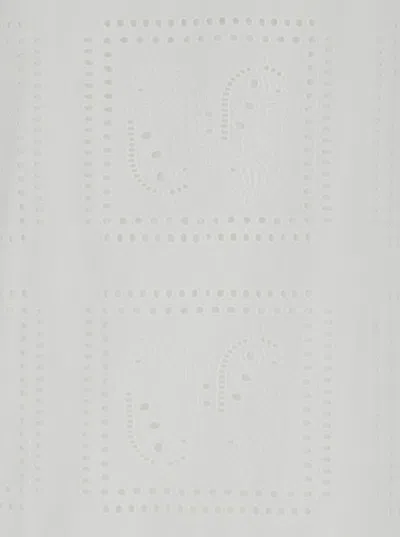 Tory Burch Midi White Dress With Embroidery In Cotton Woman