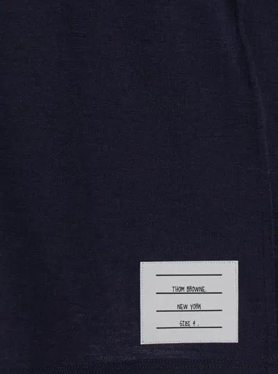 Thom Browne Blue T-shirt With Logo Patch In Stretch Wool Man In Blue
