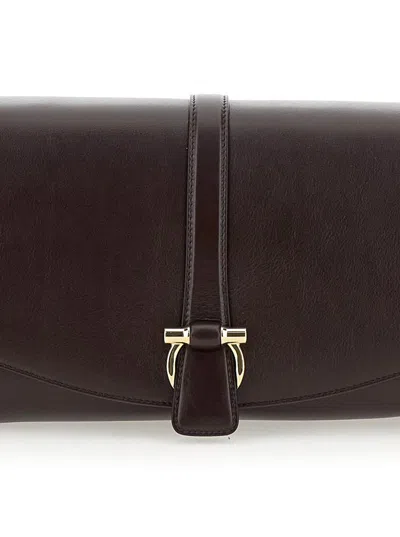 Ferragamo Bordeaux Crossbody Bag With Gancini Buckle Detail In Leather Woman