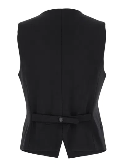 P.a.r.o.s.h Black Vest With Button Closure In Fabric Woman