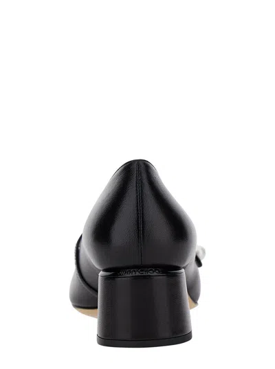 Jimmy Choo 'elisa 45' Black Pumps With Pearl Detail In Patent Leather Woman