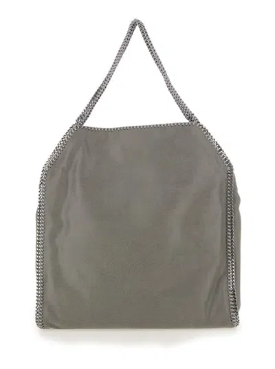 Stella Mccartney Grey Handbag With Diamond-like Chain And Logo Charm On The Front In Ecoleather Woman