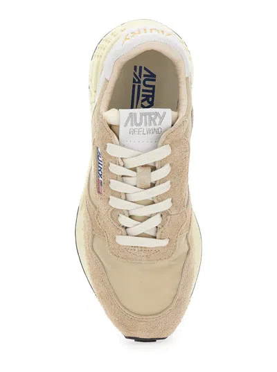 Autry 'reel Wind' Beige Low Top Sneakers With Logo Detail In Suede Woman