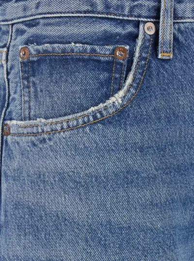 Agolde Blue Five-pocket Shorts With Button Closure In Denim Woman