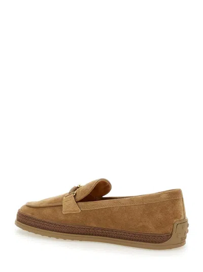 Tod's Brown Loafers With Cord Detail In Leather Woman