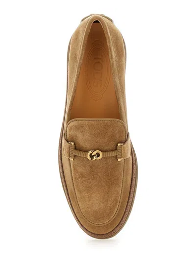 Tod's Brown Loafers With Cord Detail In Leather Woman