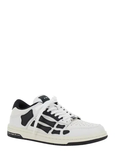 Amiri 'skel Top Low' White And Black Sneaker With Logo Patch On The Tongue And Contrasting Details On The 