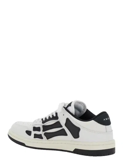 Amiri 'skel Top Low' White And Black Sneaker With Logo Patch On The Tongue And Contrasting Details On The 