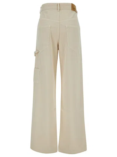 Isabel Marant 'bymara' Beige Five-pocket Jeans With Logo Patch In Cotton Blend Denim Woman