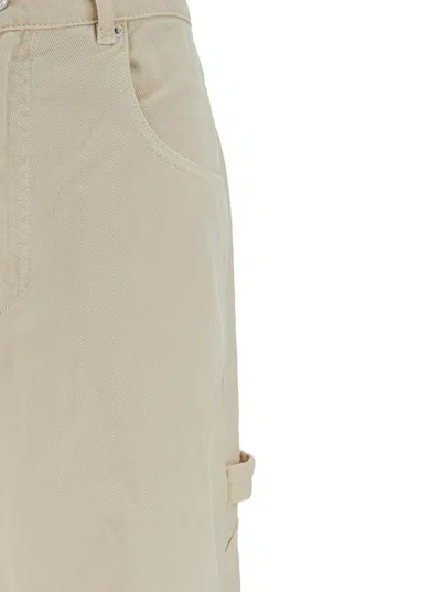 Isabel Marant 'bymara' Beige Five-pocket Jeans With Logo Patch In Cotton Blend Denim Woman