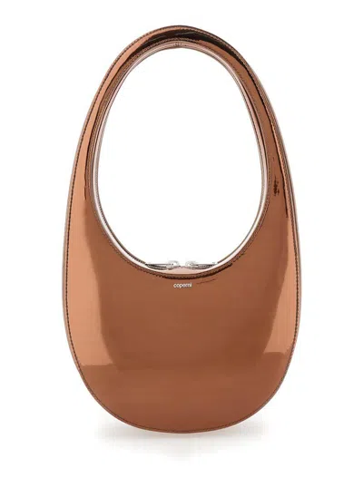 Coperni 'swipe' Bronze Shoulder Bag In Mirrored Techno Fabric Woman