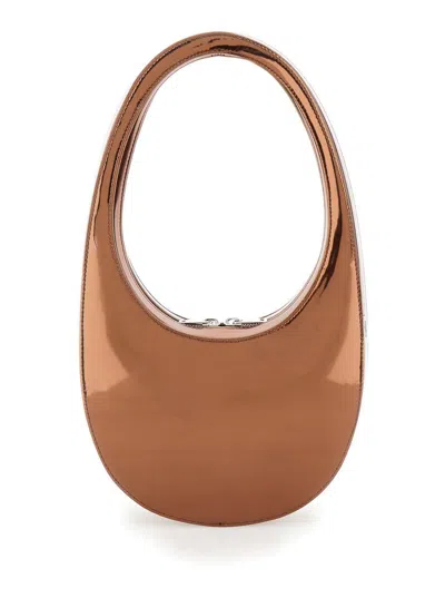 Coperni 'swipe' Bronze Shoulder Bag In Mirrored Techno Fabric Woman