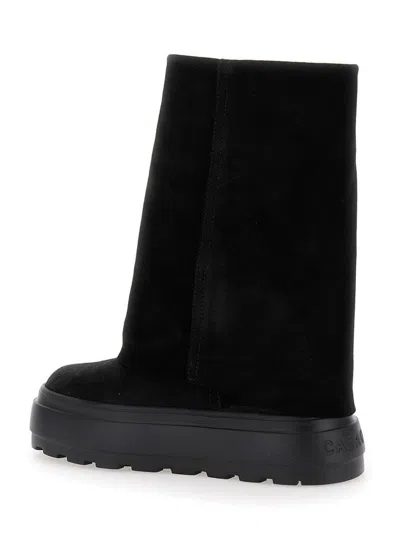 Casadei Black Boots With Turn-up With Platform In Suede Woman