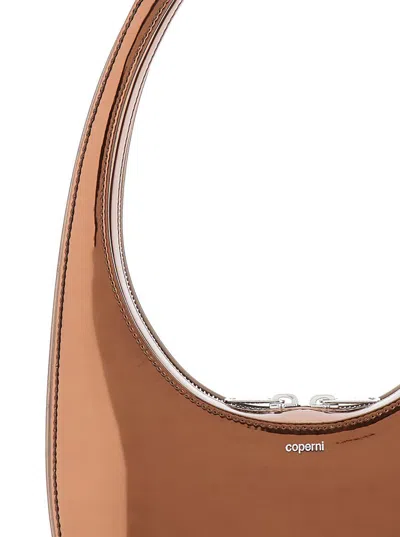 Coperni 'swipe' Bronze Shoulder Bag In Mirrored Techno Fabric Woman