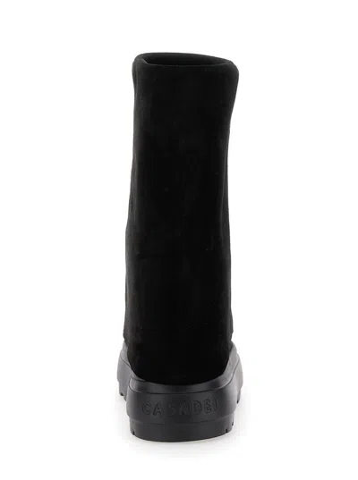 Casadei Black Boots With Turn-up With Platform In Suede Woman